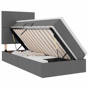 vidaXL LED krevet za pohranu s madracem Tamnosiva 90 x 190 cm Tkanina