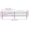 vidaXL Vrtna ograda s vrhom koplja Čelik 359x100 cm Crna
