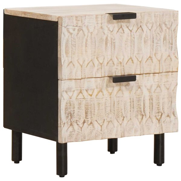 vidaXL Noćni ormar s ladicama Bijelo 40 x 33 x 46 cm Čvrsto drvo manga