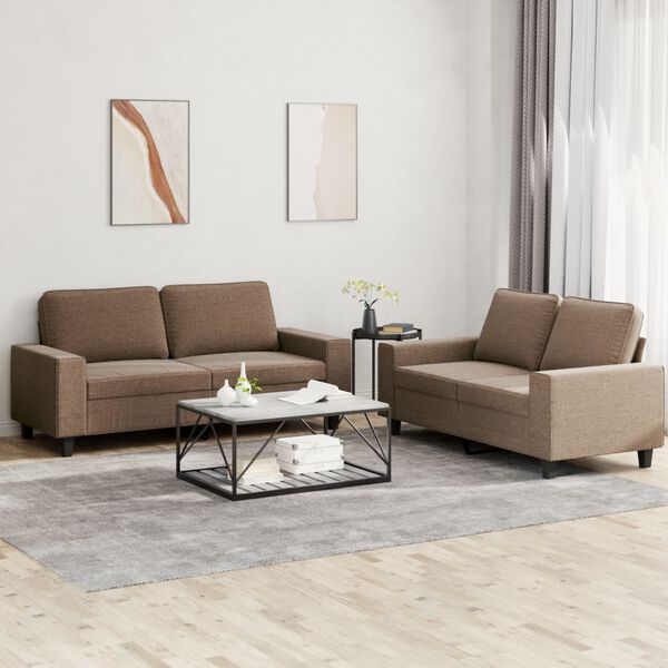 vidaXL 2-dijelni set sofa smeđi od tkanine