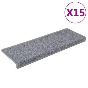 vidaXL Prostirke za stepenice 15 kom 65x21x4 cm svijetlo sive pravokutne rubove