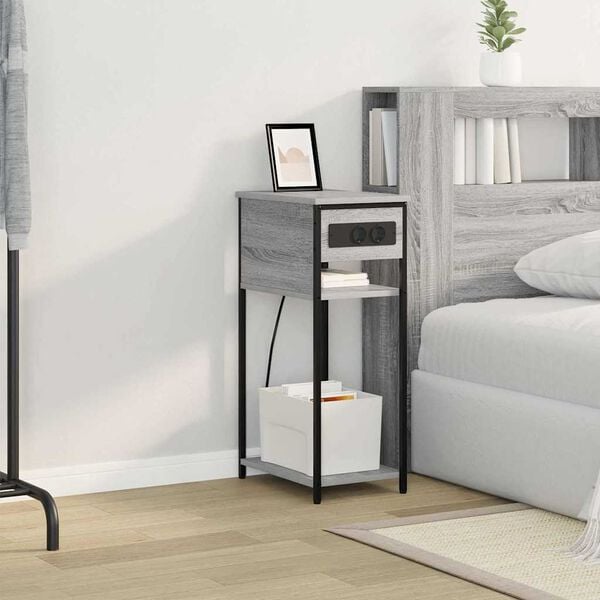 vidaXL Noćni ormar Siva Sonoma 41 x 28 x 76 cm Konstruirano drvo