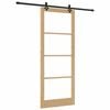 vidaXL Klizna vrata Prirodna 93 x 232 cm Masivna borovina i staklo