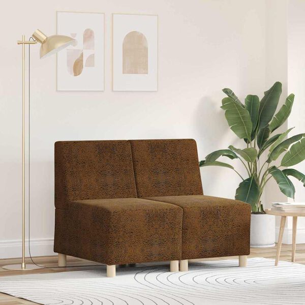 vidaXL Modularna sofa bez naslona 2 pcs Smeđa 55 x 74 x 82 cm