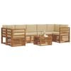 vidaXL Set vanjskih sofa 8 pcs Prirodna i bež Čvrsto drvo akacije