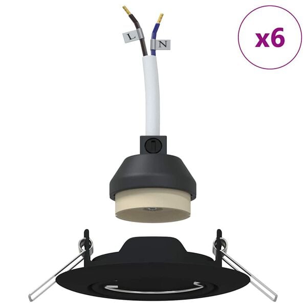 vidaXL Reflektor 6 pcs Crna 9 x 9 x 2.5 cm Metal