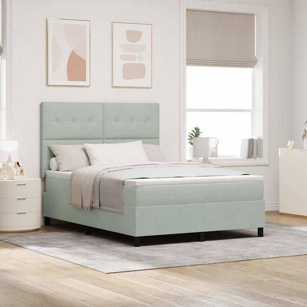 vidaXL LED Box Spring Krevet Svijetlo siva 140 x 190 cm Bar&scaron;un