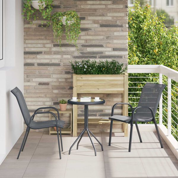 vidaXL Bistro set za vrt 3 pcs Siva Čelik