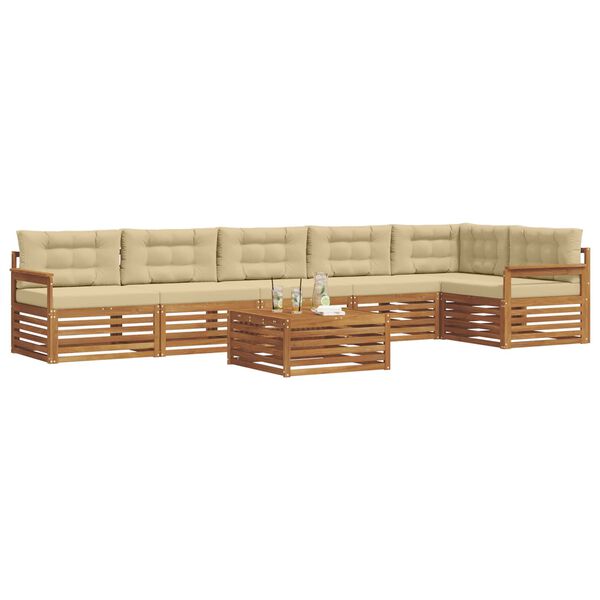 vidaXL Set vanjskih sofa s jastukom 7 pcs Prirodna i bež
