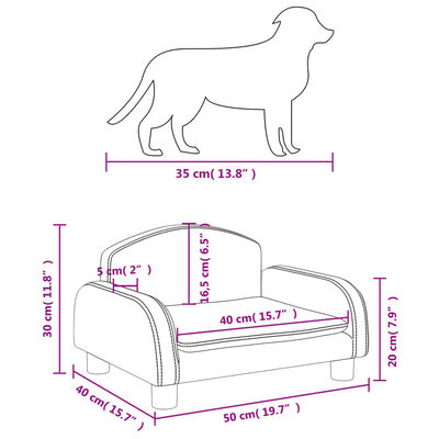 vidaXL Krevet za pse smeđi 50 x 40 x 30 cm od tkanine