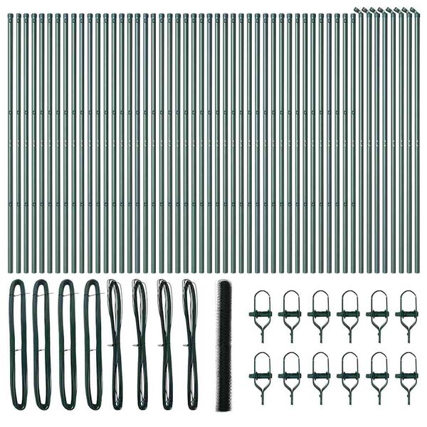 vidaXL Stup za ogradu Zelena 100 x 1,5 m (36 mm mreža) Čelik i PVC