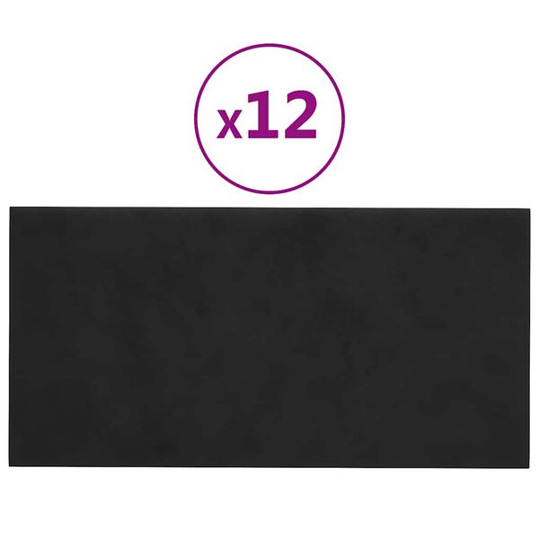 vidaXL Zidne ploče 12 kom crni 60 x 30 cm bar&scaron;unaste 2,16 m&sup2;