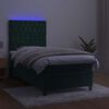 vidaXL Krevet box spring s madracem LED tamnozeleni 90x190 cm bar&scaron;un