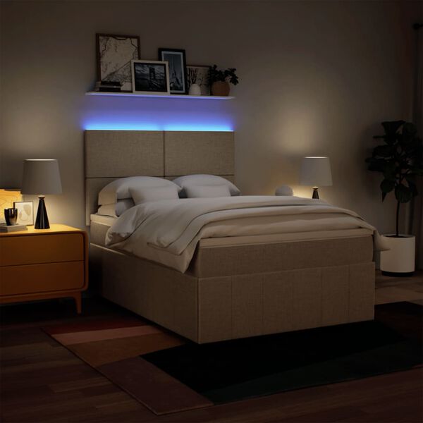 vidaXL Krevet s oprugama i madracem krem 140x200 cm od tkanine