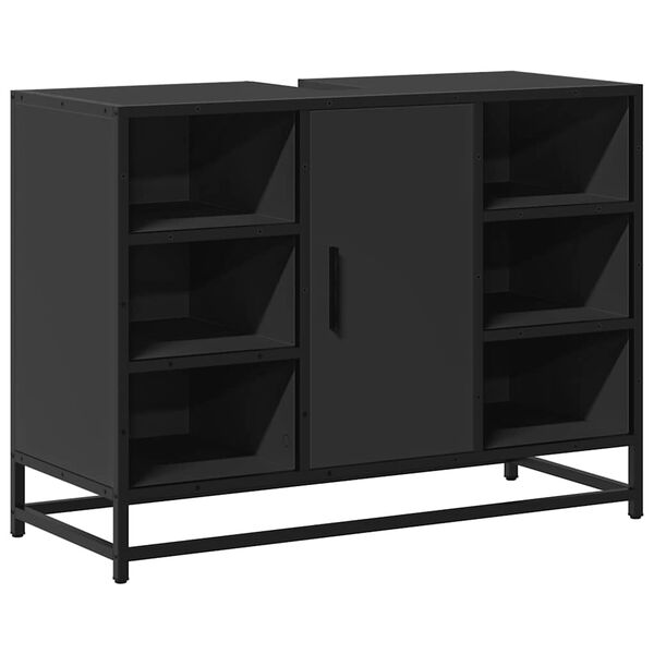 vidaXL Kupaonski ormarić za umivaonik crni 80 x 33 x 60 cm drveni