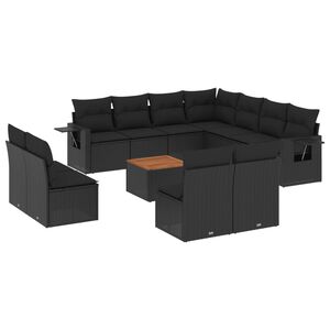 vidaXL 12-dijelni set vrtnih sofa od poliratana s jastucima crni