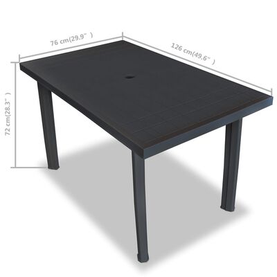 vidaXL Vrtni stol od plastike antracit 126 x 76 x 72 cm
