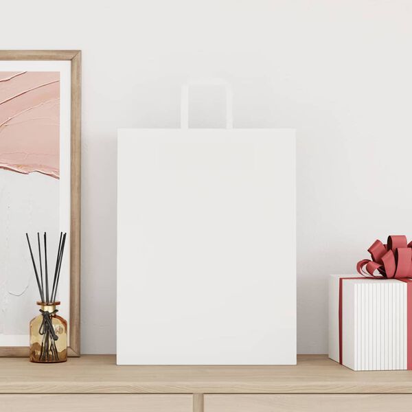 vidaXL Papirnate vrećice 50 kom s ručkama bijele 32x12x42 cm