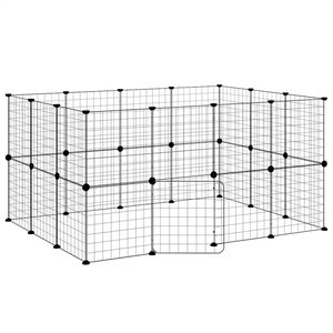 vidaXL Kavez za ljubimce s 28 panela i vratima crni 35 x 35 cm čelični