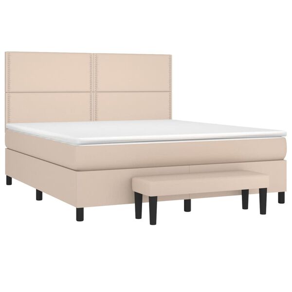 vidaXL Krevet box spring s madracem cappuccino 180x200 cm umjetna koža