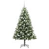 vidaXL Umjetna jelka s pantenom i pahuljicama Zelena i bijela 150 cm