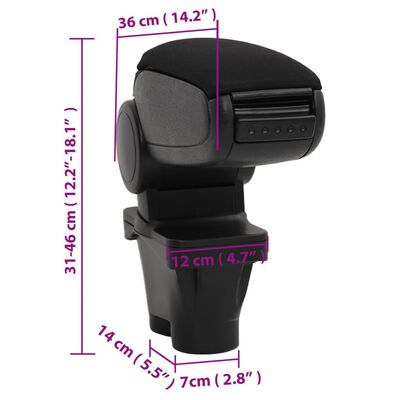 vidaXL Naslon za ruke za automobil crni 12 x 36 x (31 - 46) cm ABS