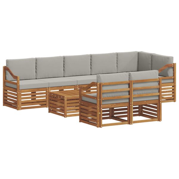 vidaXL Setovi sofa 9 pcs Prirodna i svijetlo siva Čvrsto drvo akacije