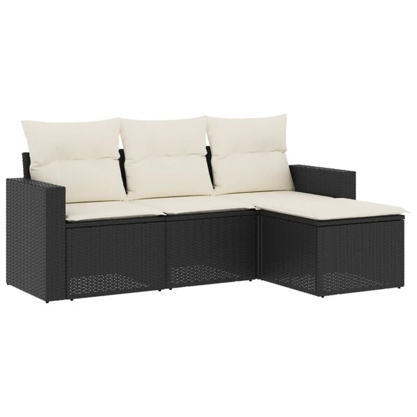 vidaXL 4-dijelni set vrtnih sofa od poliratana s jastucima crni
