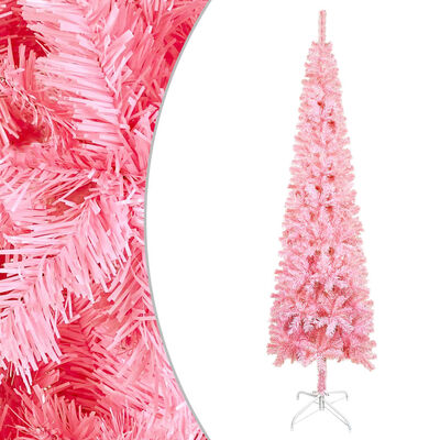 vidaXL Tanko osvijetljeno božićno drvce ružičasto 210 cm