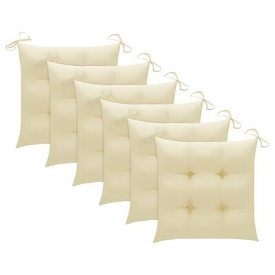 vidaXL Vrtne stolice s krem bijelim jastucima 6 kom masivna tikovina