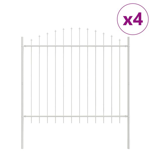 vidaXL Vrtna Ograda 4 pcs Bijelo 170 x 165 cm Čelik s prahom premazan