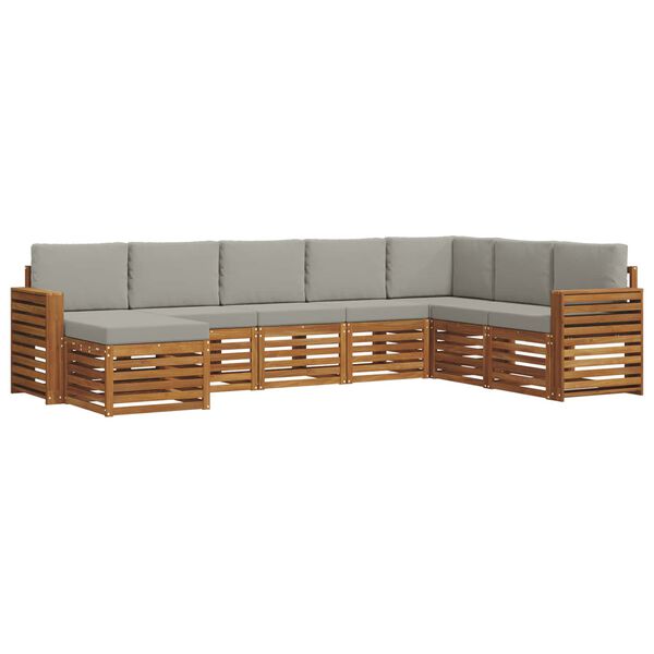 vidaXL Setovi sofa 8 pcs Prirodna i svijetlo siva Čvrsto drvo akacije