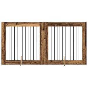 vidaXL Vrata za pse s postoljem 2 pcs Staro drvo 100 x 100 cm