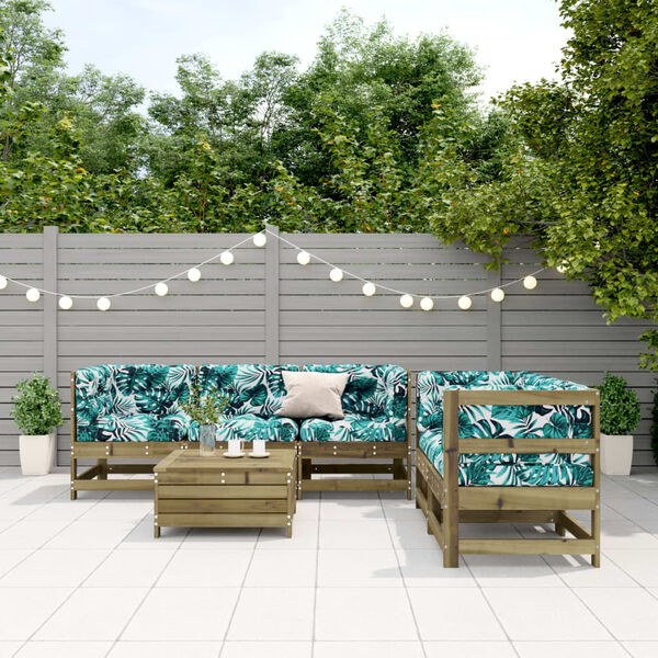 vidaXL 6-dijelna vrtna garnitura od impregnirane borovine s jastucima