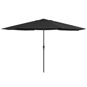 vidaXL Vrtni suncobran s metalnim stupom 390 cm crni