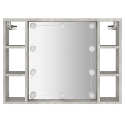vidaXL Kupaonski ormarić s ogledalom LED boja betona 76 x 15 x 55 cm