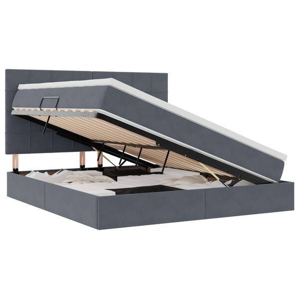 vidaXL Krevet s prostorom za pohranu s LED-om Tamno siva 160 x 200 cm