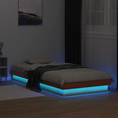 vidaXL LED okvir kreveta voštano smeđi 90 x 190 cm od masivne borovine