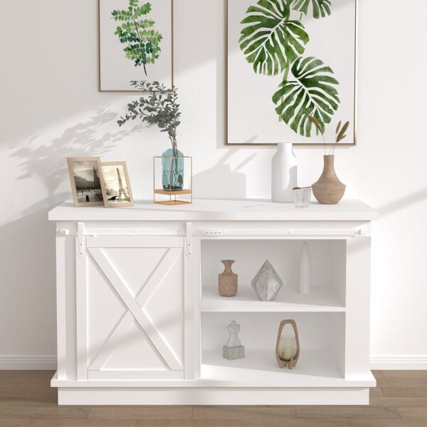 vidaXL Mini set za klizna vrata ormarića ugljični čelik bijeli 122 cm