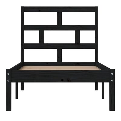 vidaXL Okvir za krevet od masivnog drva crni 75 x 190 cm 2FT6 mali