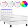 vidaXL Krevet box spring s madracem LED bijeli 90x190 cm umjetna koža