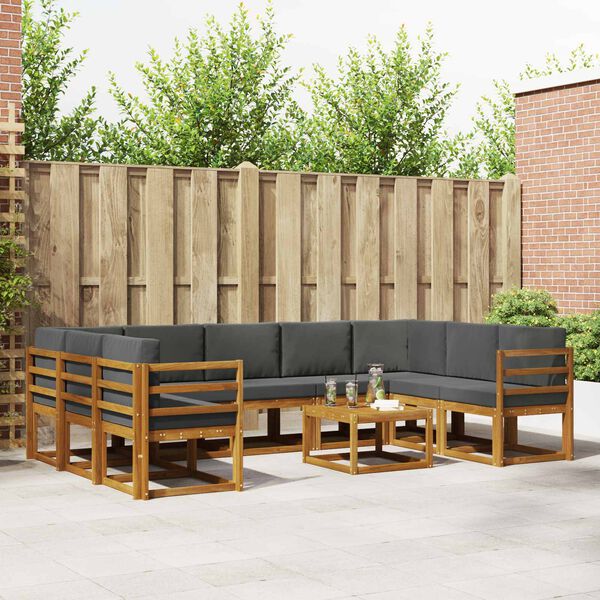 vidaXL Set vanjskih sofa s jastukom 10 pcs Prirodna i antracit