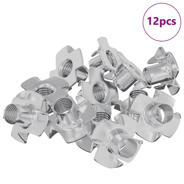 vidaXL Urezana T-matica 12 pcs Srebrno M6 mm Čelik