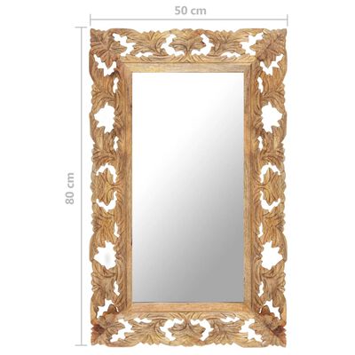 vidaXL Ručno izrezbareno ogledalo smeđe 80 x 50 cm masivno drvo manga