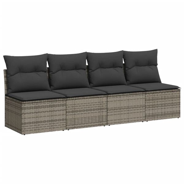 vidaXL 10-dijelni set vrtnih sofa od poliratana s jastucima sivi