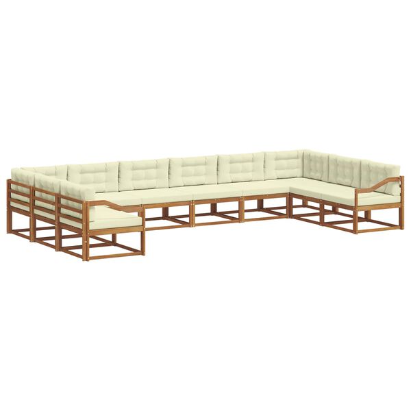 vidaXL Set vanjskih sofa s jastukom 10 pcs Prirodna i krem