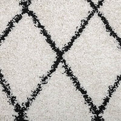 vidaXL Čupavi tepih PAMPLONA s visokim vlaknima krem-crni 240 x 340 cm