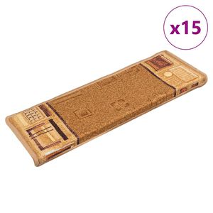 vidaXL Samoljepljivi otirači za stepenice 15 kom 65x21x4 cm bež