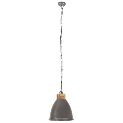 vidaXL Industrijska viseća svjetiljka siva 35 cm E27 od željeza i drva