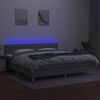 vidaXL Krevet box spring s madracem LED svjetlosivi 200x200 cm tkanina